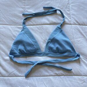 Becca Fine Line Bikini Top Light Blue Swimsuit Pool Beach Womens Size D Padded